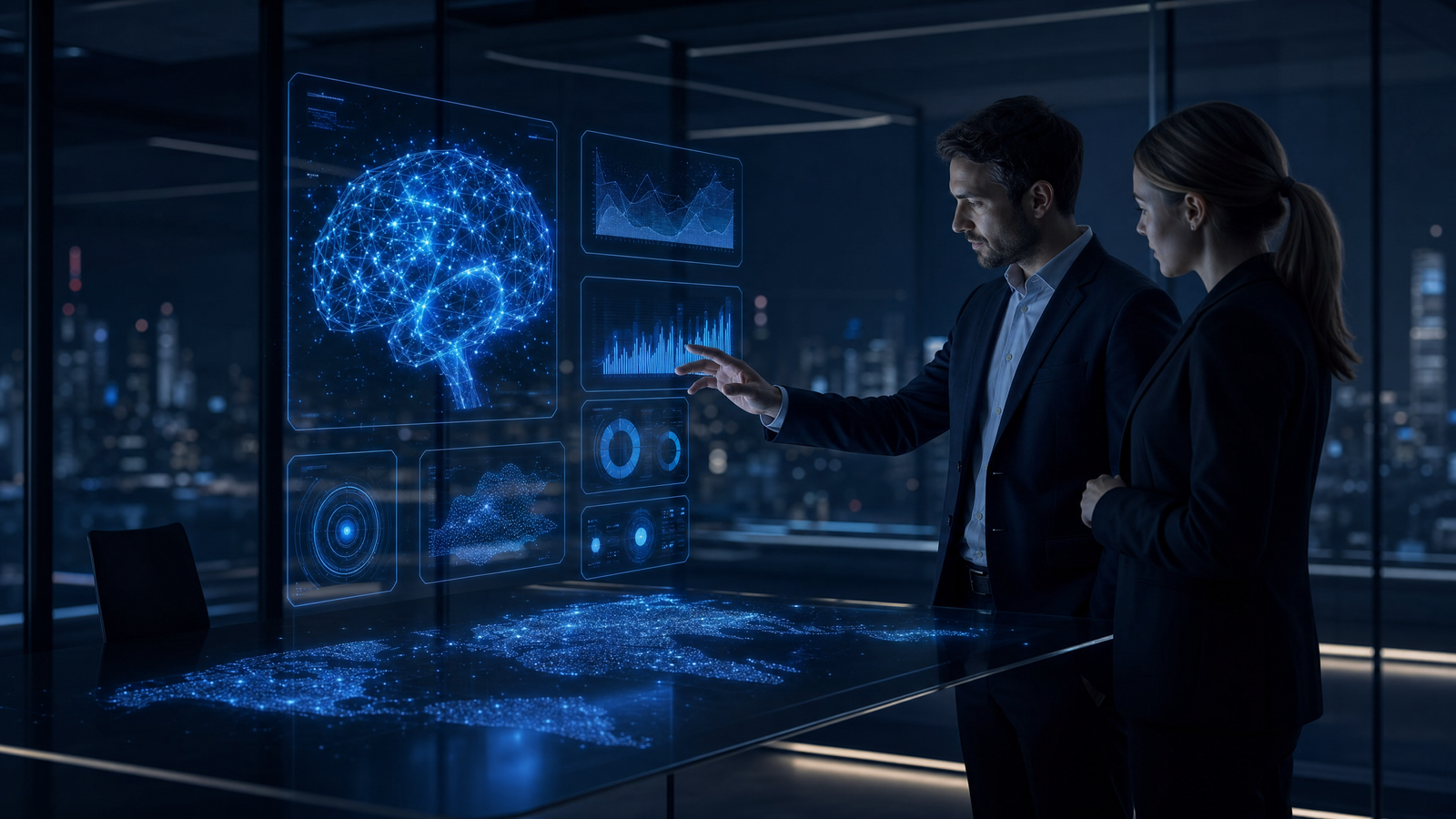 AI consultancy professionals reviewing data